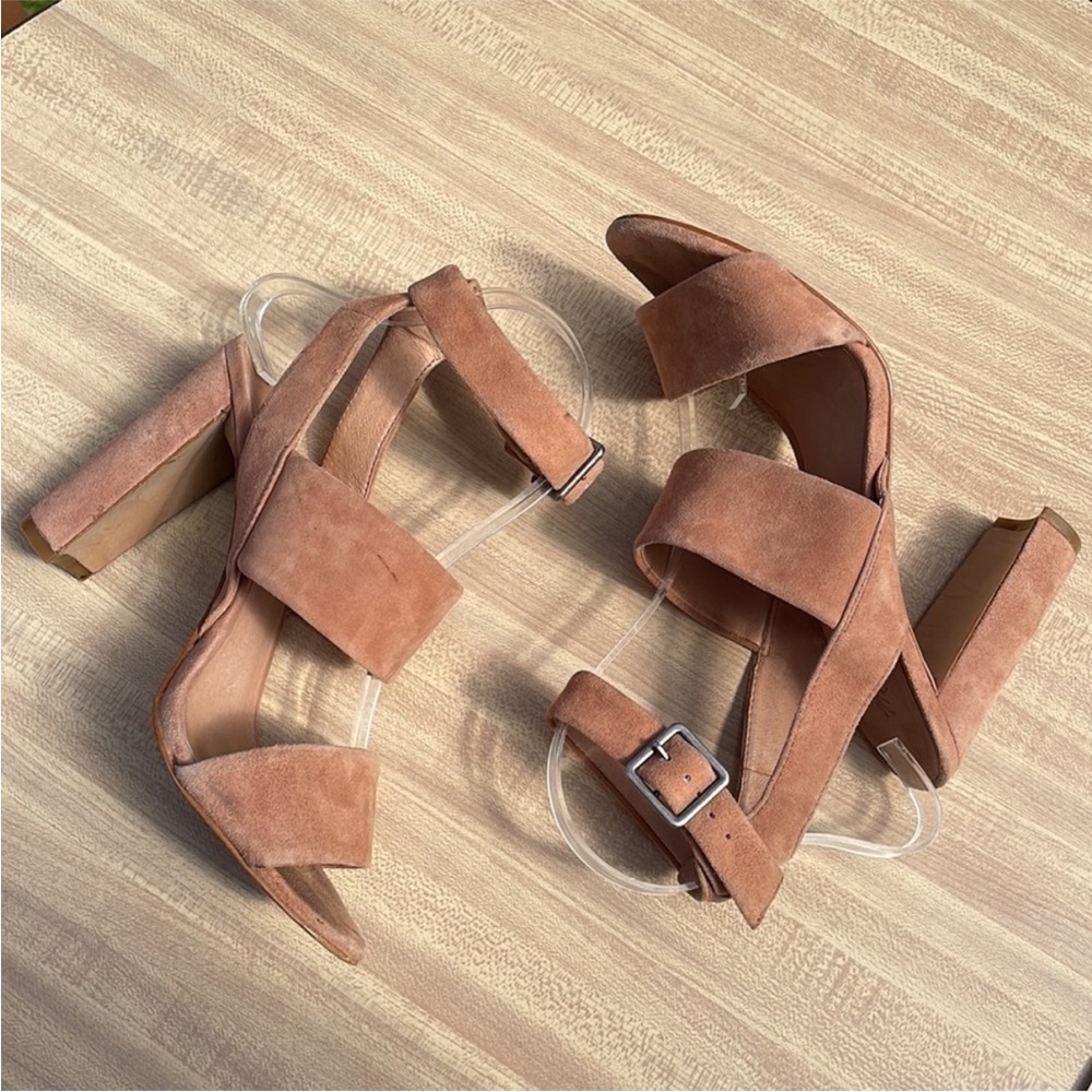 CLEAR OUT PRICE! Madewell The Octavia Sandal Dusty Rose Chunky Heels Size 7.5 - Picture 6 of 12